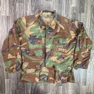 US Navy SEABEES Woodland Camo Combat Jacket Small Short Military Uniform
